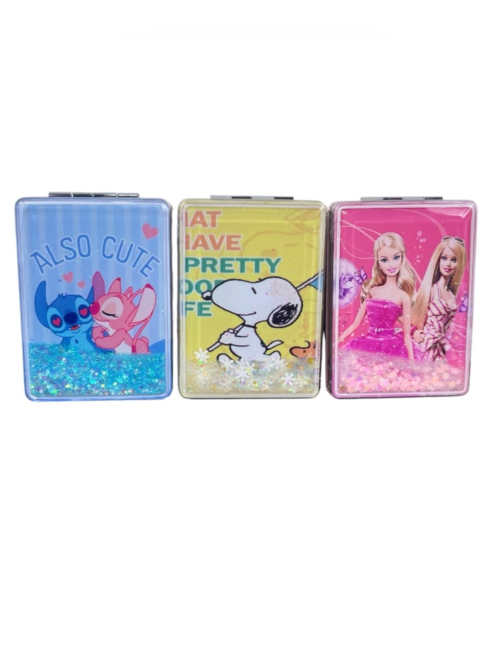 Set of 3 Glitter Compact Mirrors